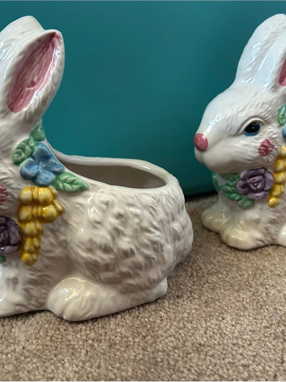 Vintage Hermitage Pottery Bunny Planters (set of 2)
